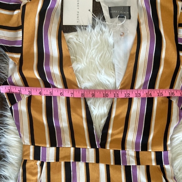 Honey Punch Striped  purple and gold Romper -Size S - Picture 8 of 10